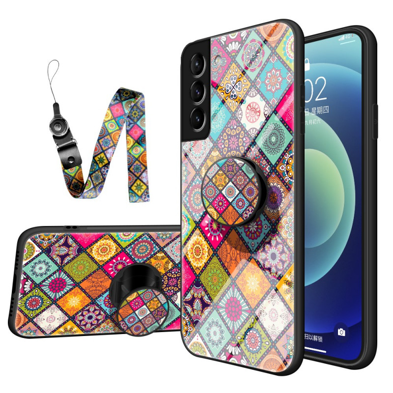 Samsung Galaxy S22 5G magnetisk hållare Patchwork Case