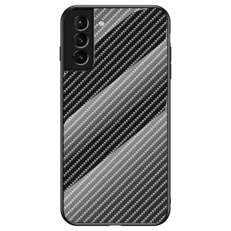 Samsung Galaxy S22 5G Hårdgjort glas Carbon Fiber Case