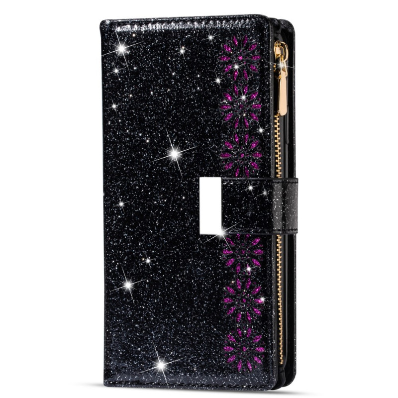 Samsung Galaxy Z Fold 3 5G Glitter plånbok med dragkedja