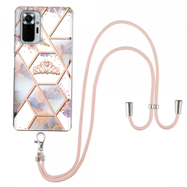 Coque Xiaomi Redmi Note 10 Pro à Cordon Marbre Motif Floral