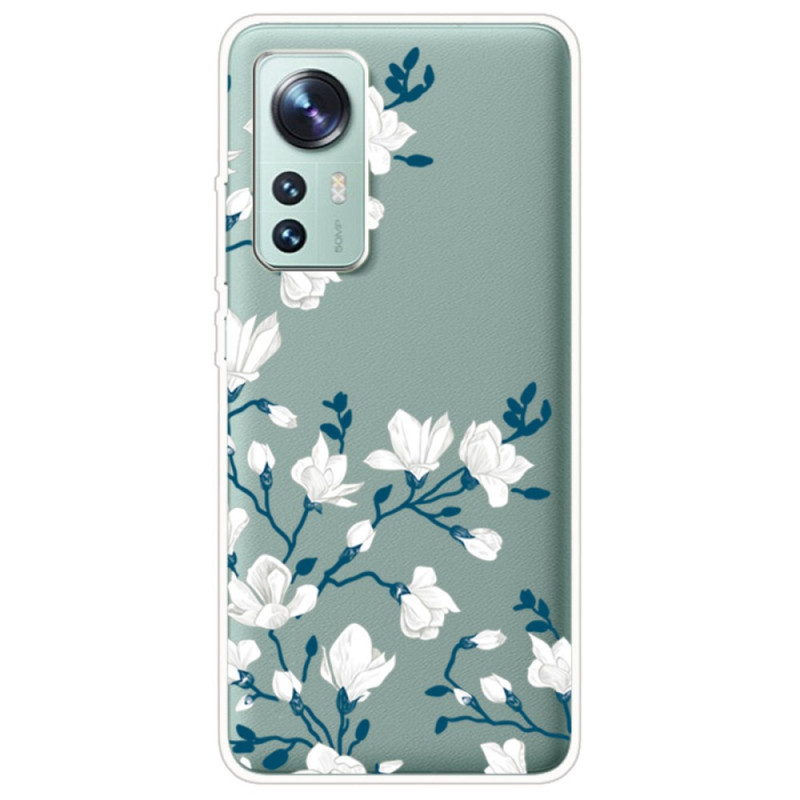 Xiaomi 12 / 12X / 12S Vit blomma Fodral