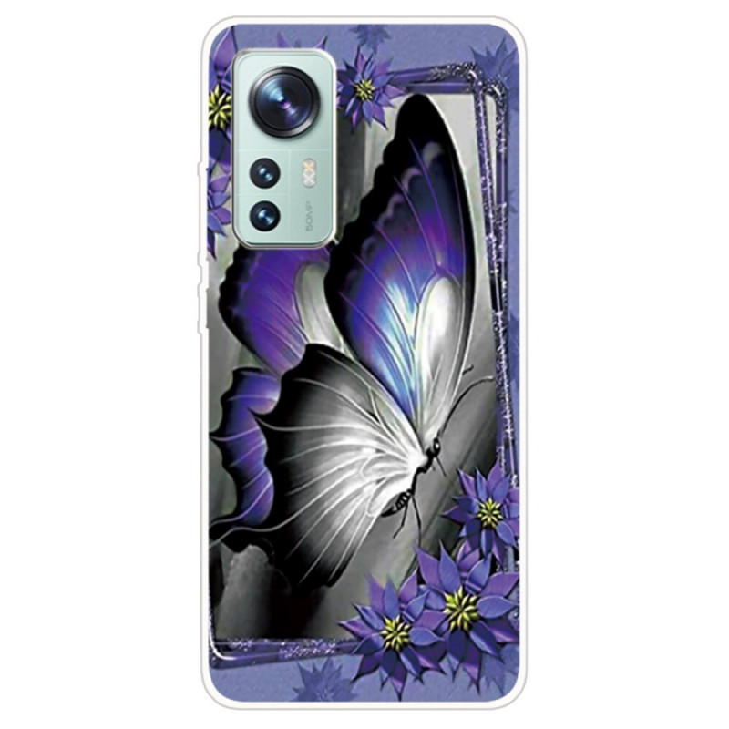 Xiaomi 12 / 12X / 12S Silikonfodral Butterfly Purple