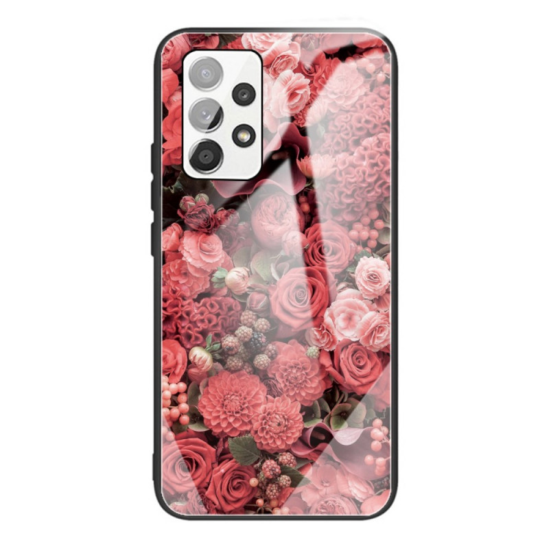 Samsung Galaxy A53 5G Hårt skydd glas Rosa blommor