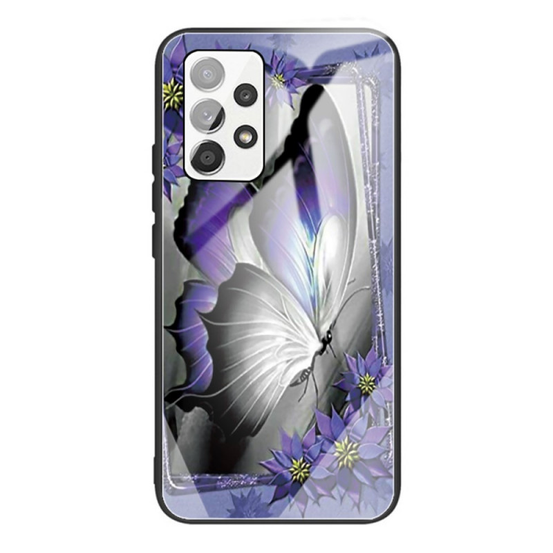 Samsung Galaxy A53 5G Hårdgjord glasväska Butterfly Purple