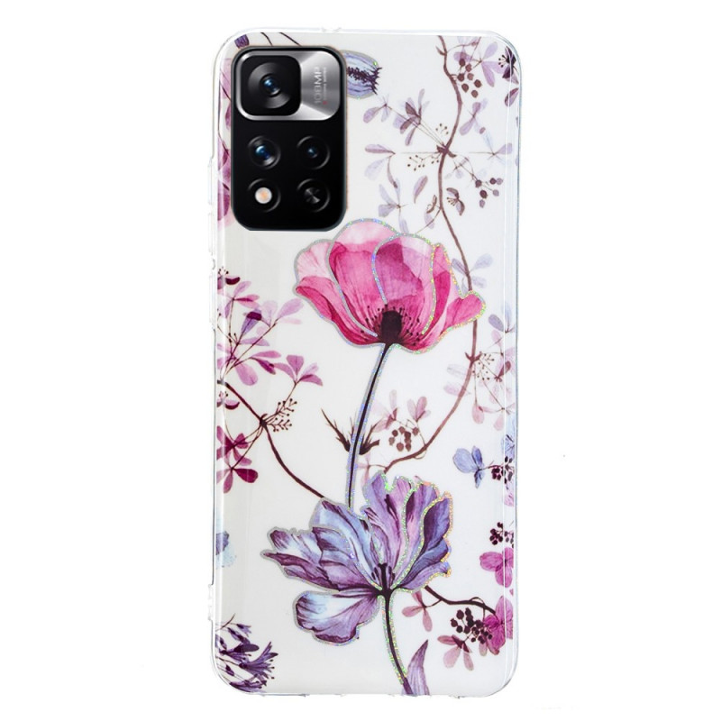 Xiaomi Redmi Note 11 Pro Plus 5G fodral med marmorerade blommor