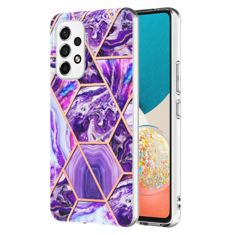 Samsung Galaxy M53 5G Geometrisk flashig marmorväska