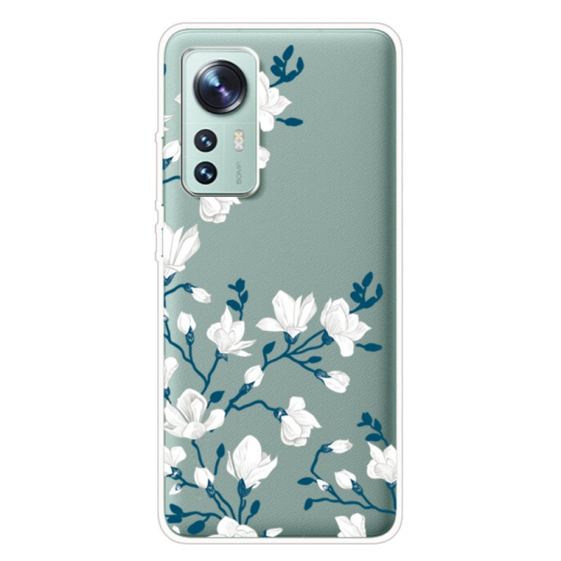 Xiaomi 12 Pro silikonhölje vita blommor