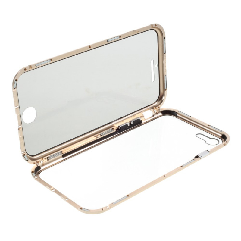iPhone SE 3 / SE 2 / 8 / 7 Fodral av härdat glas och metall på fram- och baksida