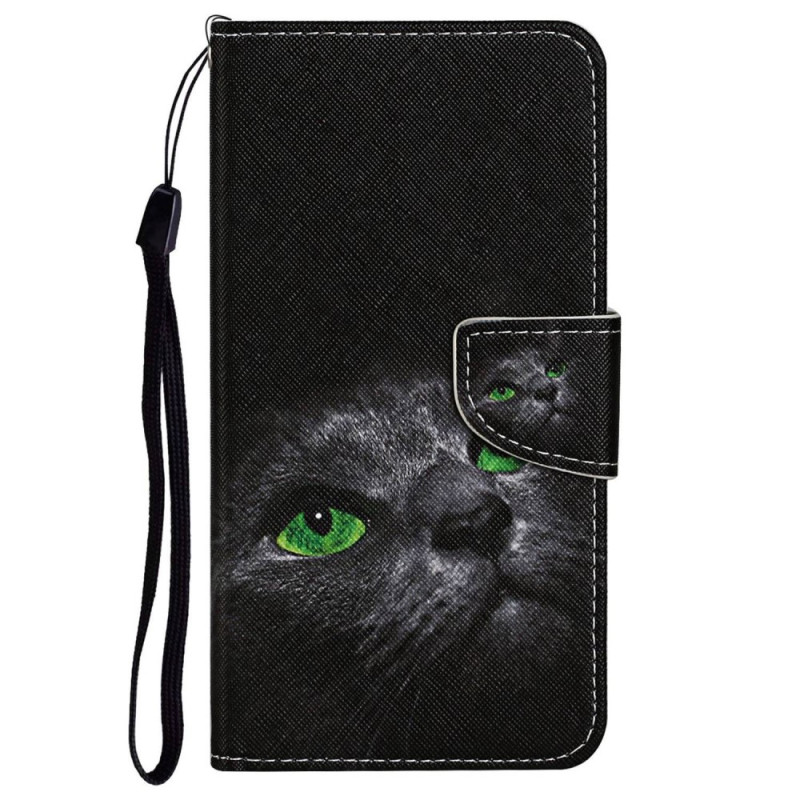 Poco X4 Pro 5G Väska med grönögd katt med band
