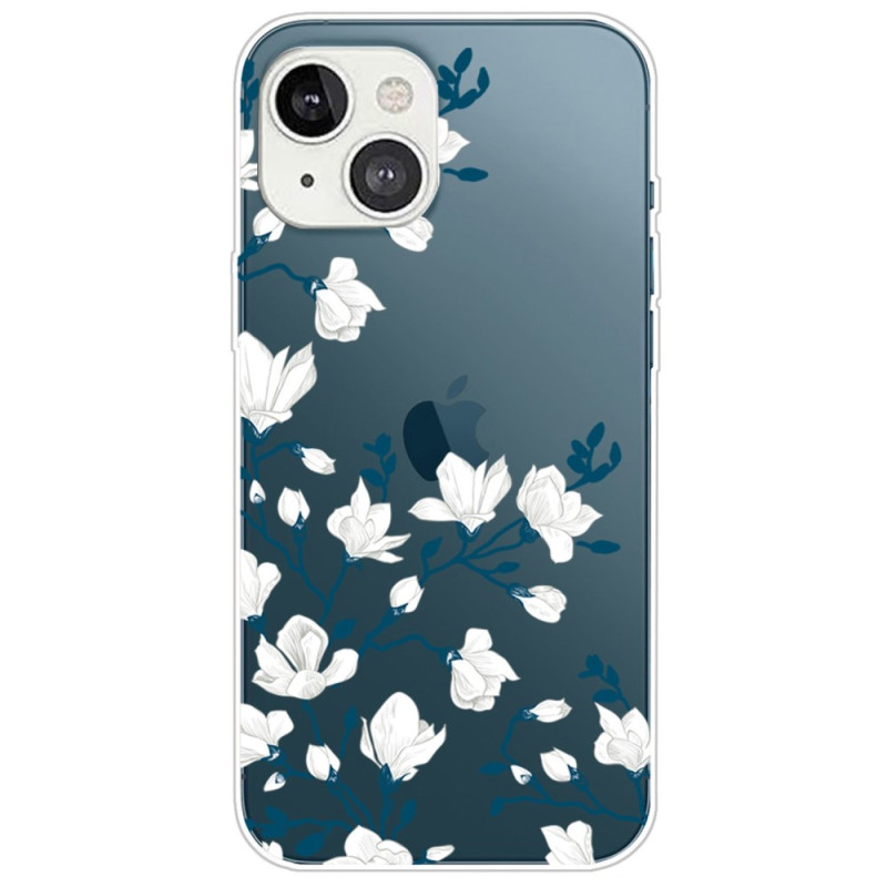 iPhone 14 Plus fodral vita blommor