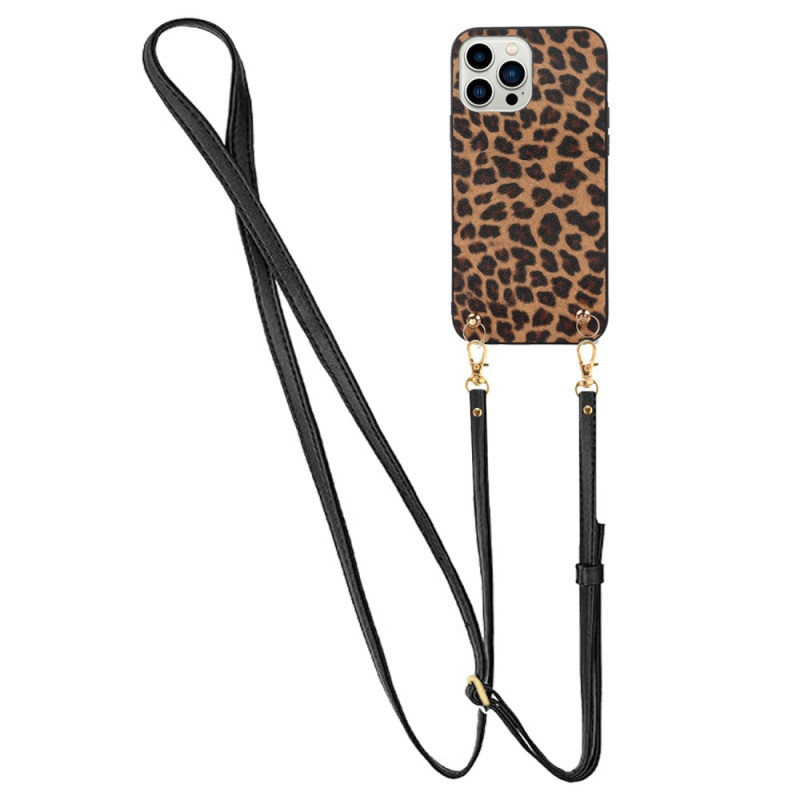 iPhone 14 Pro Leopard-fodral med axelrem