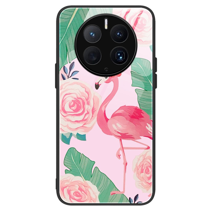 Huawei Mate 50 Pro Fodral med härdat glas Rosa flamingo