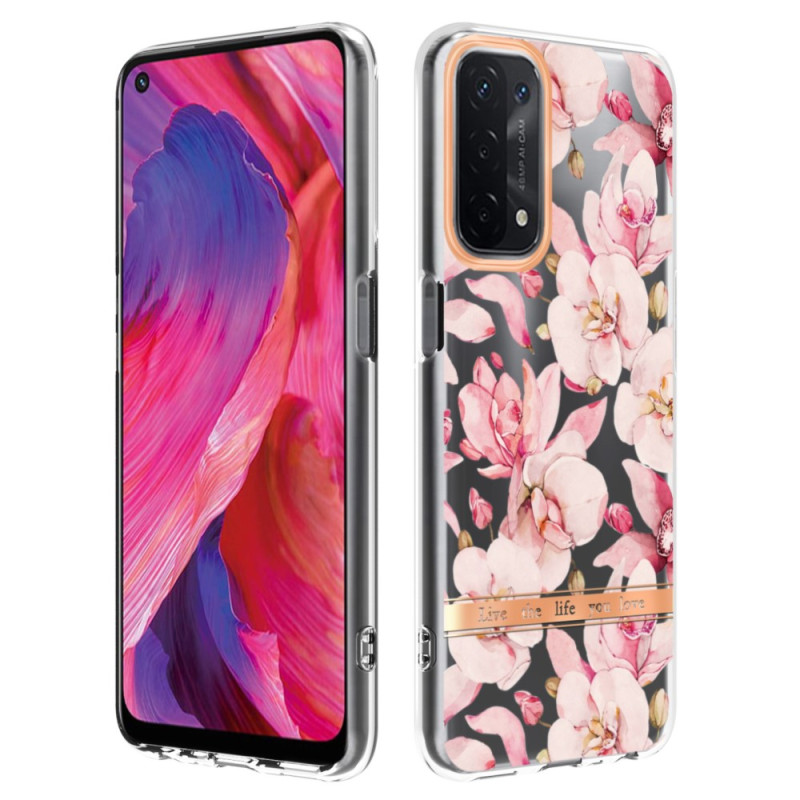 Oppo A54 5G / A74 5G Tydligt blommigt fodral