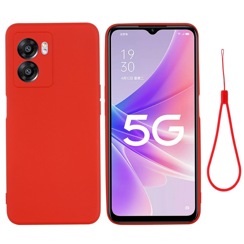 Oppo A77 5G / A57 5G Fodral i flytande silikon med rem