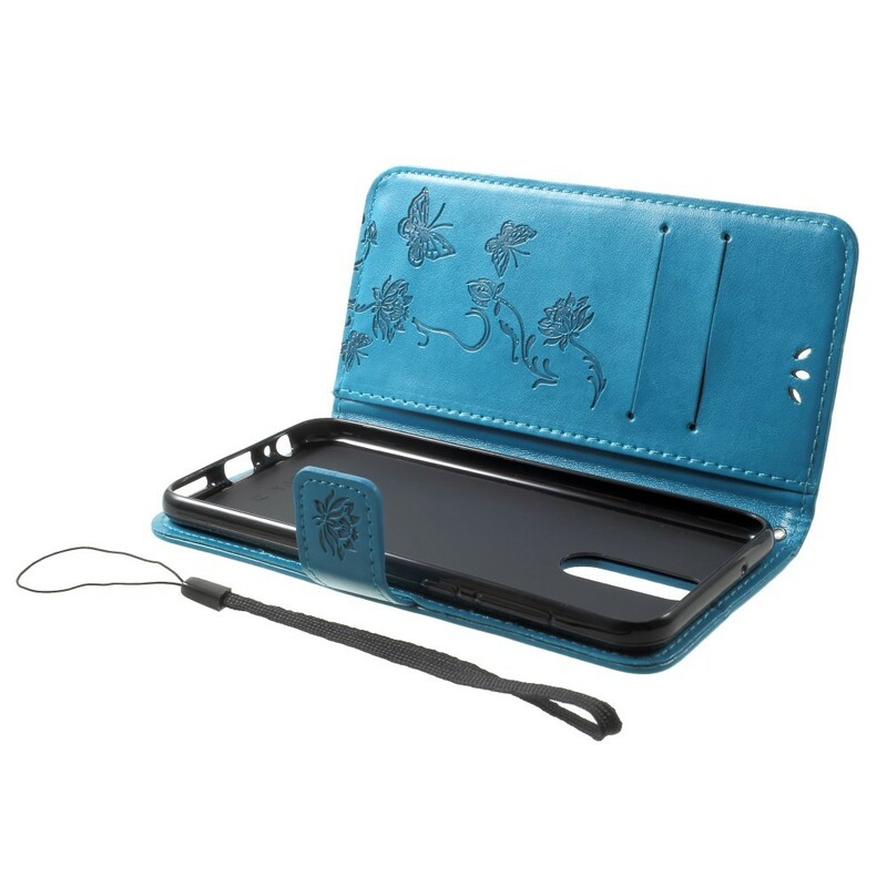 Fodral Huawei Mate 10 Lite Fjärilar och blommor med rem