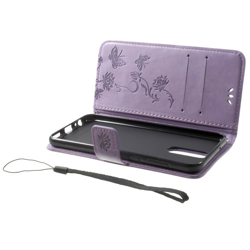 Fodral Huawei Mate 10 Lite Fjärilar och blommor med band