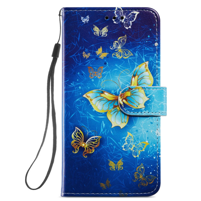 Samsung Galaxy A34 5G Guld Butterfly Armband Fodral