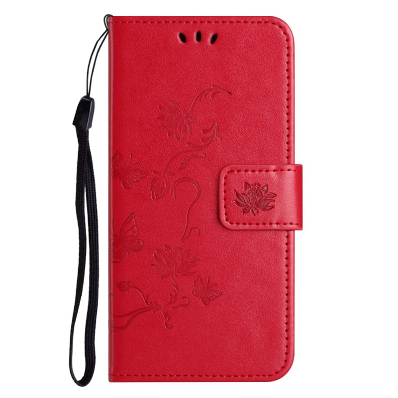 Xiaomi Redmi Note 12 4G Armbandsfodral Blommor och fjärilar