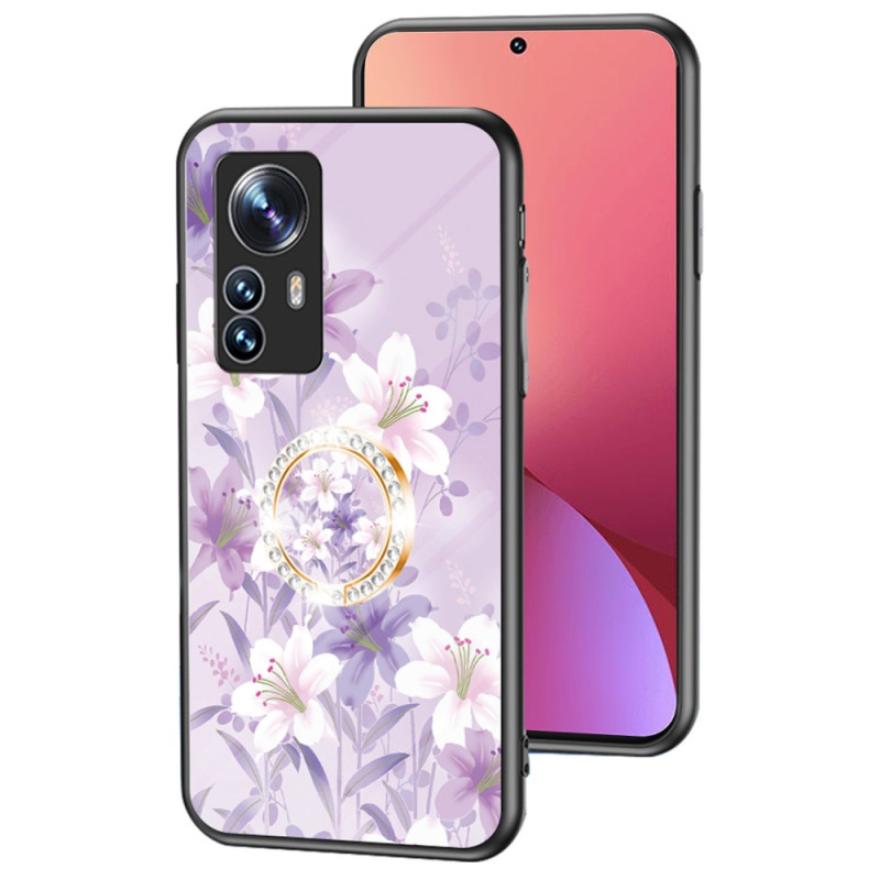 Coque Xiaomi 12 / 12X Verre Trempé avec Anneau Fleurs