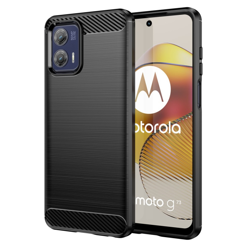 Moto G73 5G Fodral i borstad kolfiber