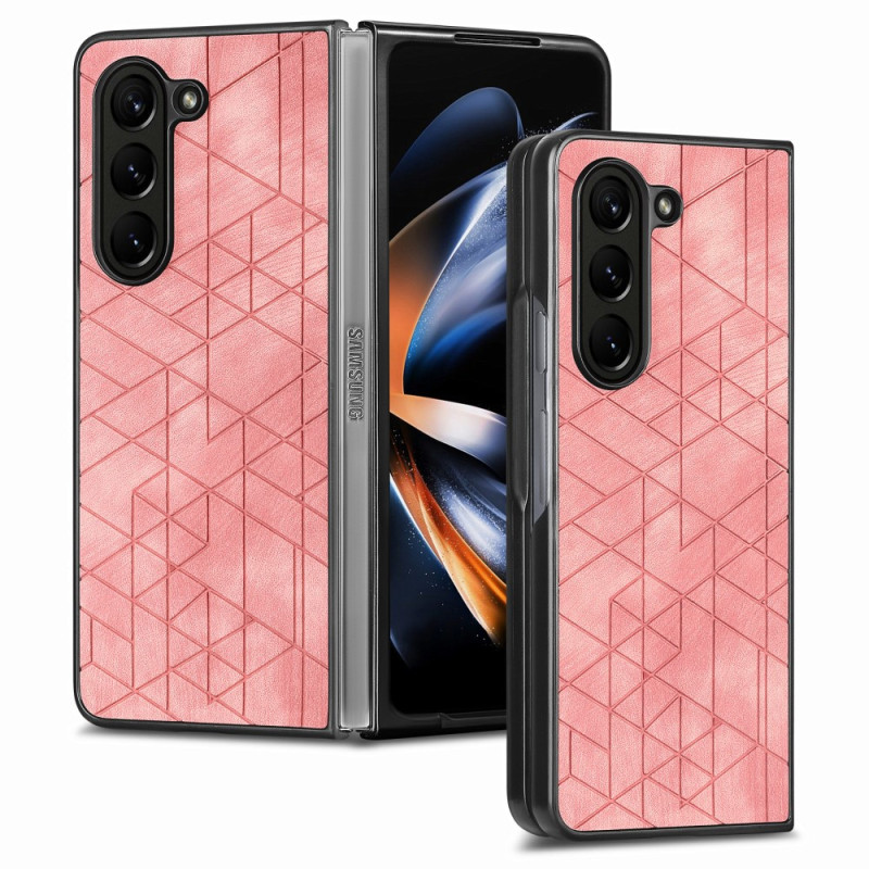 Samsung Galaxy Z Fold 5 Fodral i läder med geometriska mönster