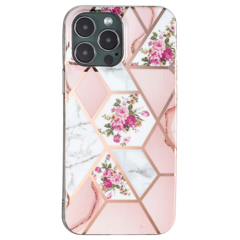 iPhone 15 Pro skal med blommor och marmor