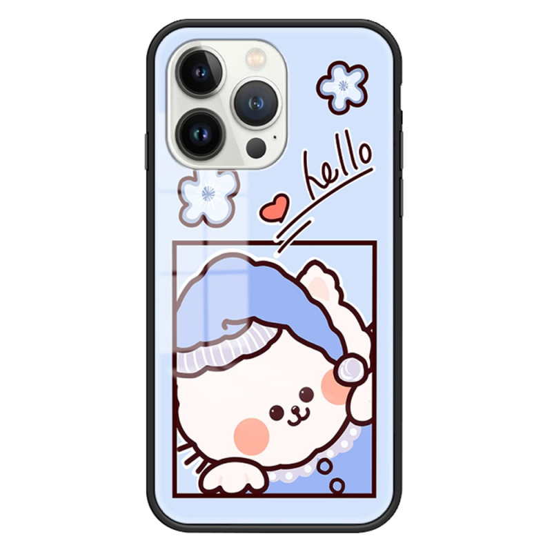 Fodral iPhone 15 Pro Härdat glas Blå katt