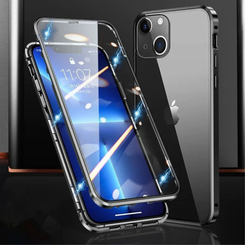 iPhone 15 Plus Fodral Fram- och baksida i härdat glas Metallram