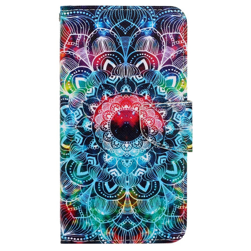 Fodral iPhone 15 Färgad Mandala med rem