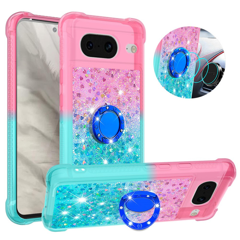 Coque Google Pixel 8 Paillettes Anneau-Support