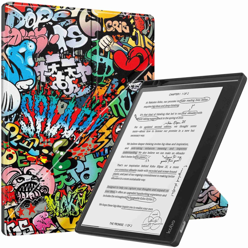 Smart fodral Kobo Elipsa 2E Origami Graffiti Fun