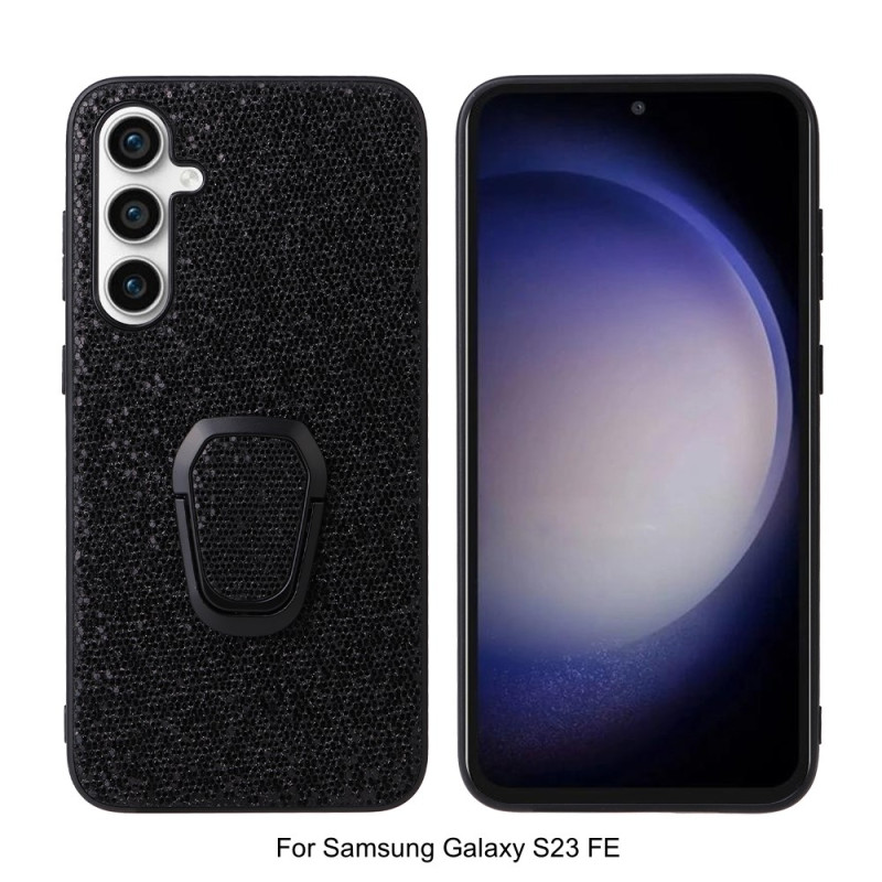 Samsung Galaxy S23 FE Fodral med svart glitter och stödring