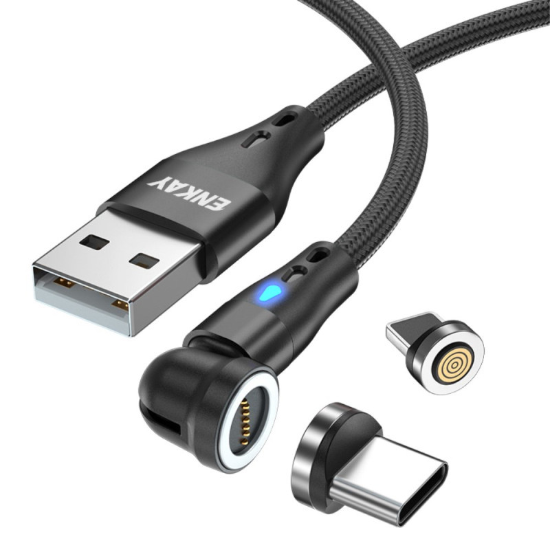 ENKAY dubbel magnetisk laddningskabel för USB-C och iProduct