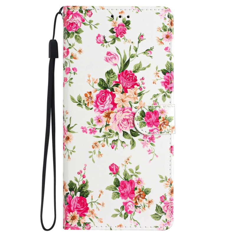 Samsung Galaxy Fodral S245G Röda Blommor med Rem