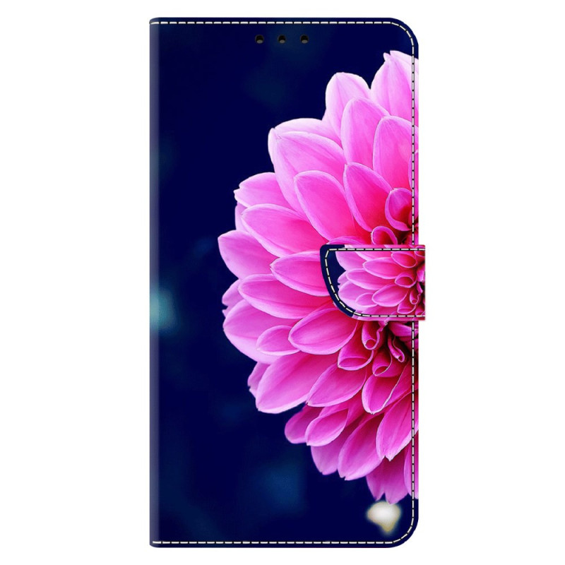 Moto G54 5G Fodral Rosa blommor på blå bakgrund