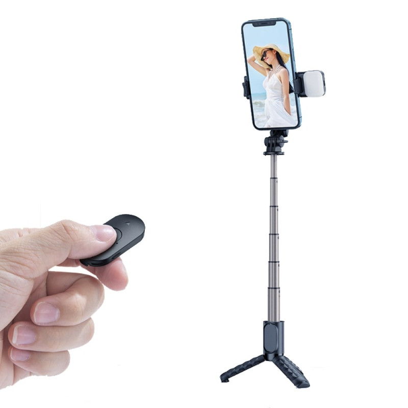 Förlängbar selfiesticka med Bluetooth-fjärrkontroll och stativ med fyllningsljus MCDODO