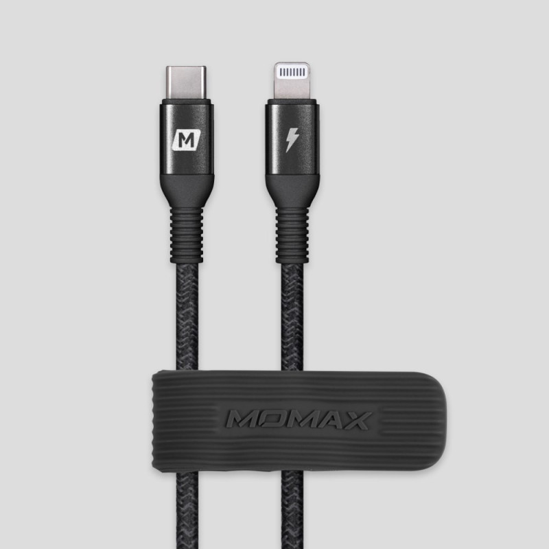 MOMAX 2,2 m Lightning- till USB-C-kabel för snabbladdning och dataöverföring