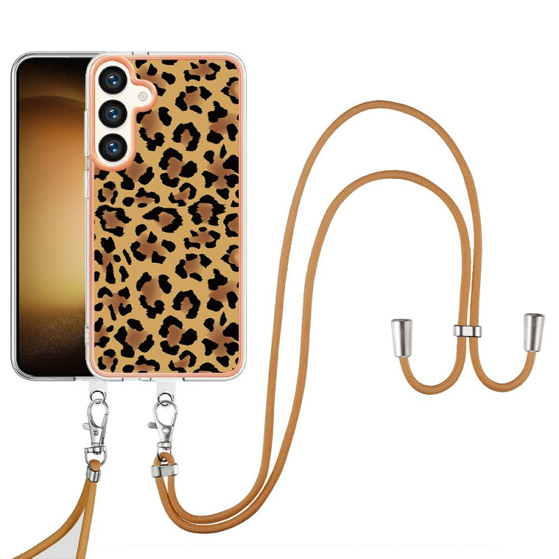 Samsung Galaxy S24 Plus 5G Fodral med dragsko i leopardmönster