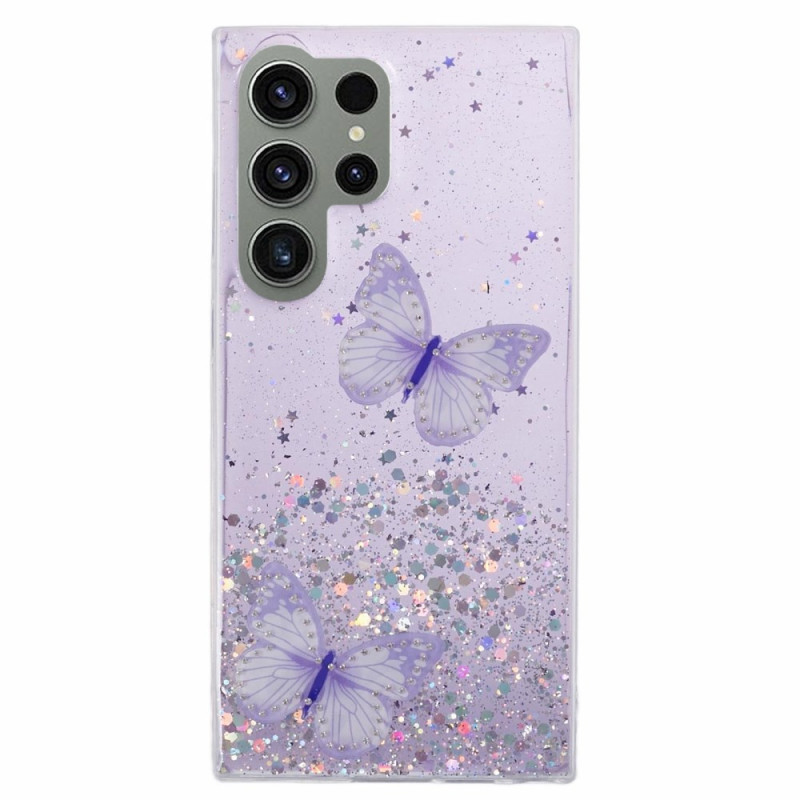 Samsung Galaxy S24 Ultra 5G Glitterfodral med fjärilar