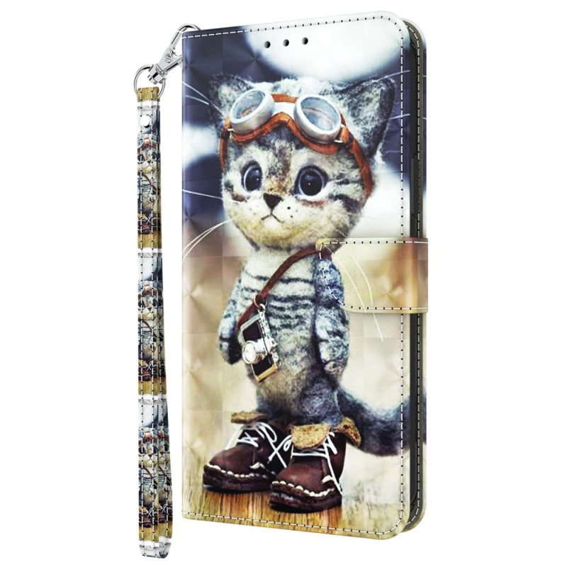 Fodral Samsung Galaxy A05s Aviator katt med rem
