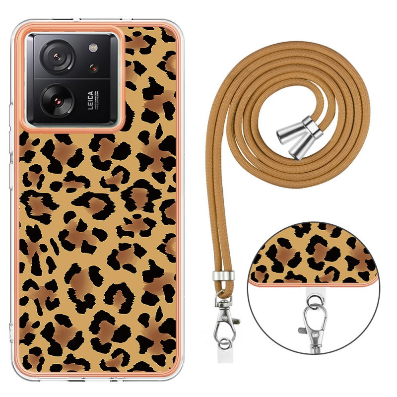 Xiaomi 13T / 13T Pro fodral med dragsko i leopardmönster