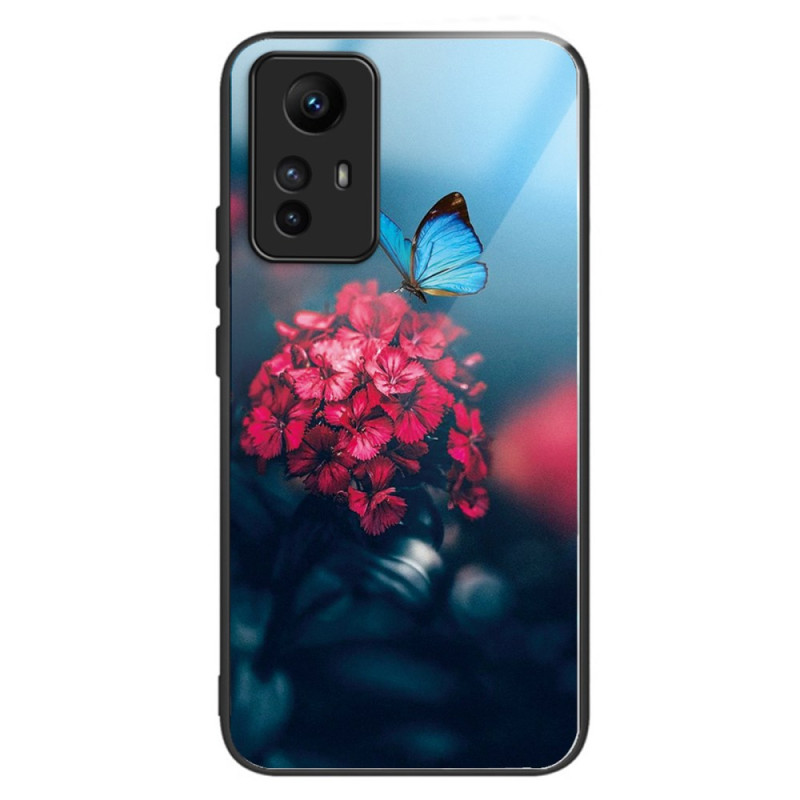 Xiaomi Redmi Note 12S Fodral med härdat glas Blommor och fjärilar