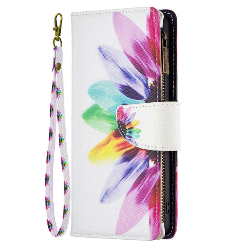 Xiaomi Redmi Note 12S Plånboksfodral med vattenfärgad blomma