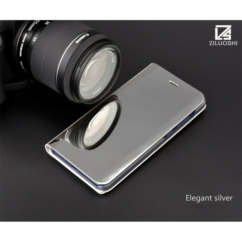 Visa skydd Huawei P8 Lite 2017 med spegel och lädereffekt