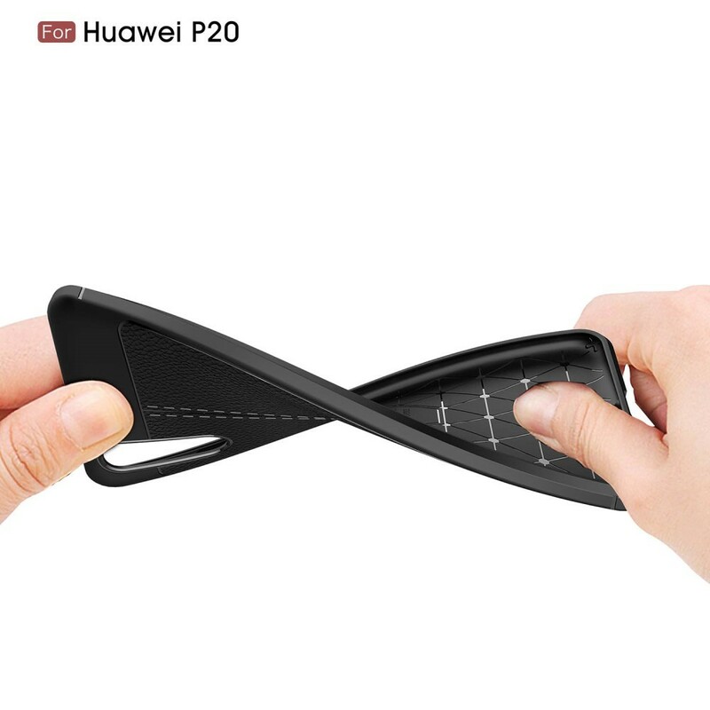 Huawei P20 Läderfodral Litchi Double line