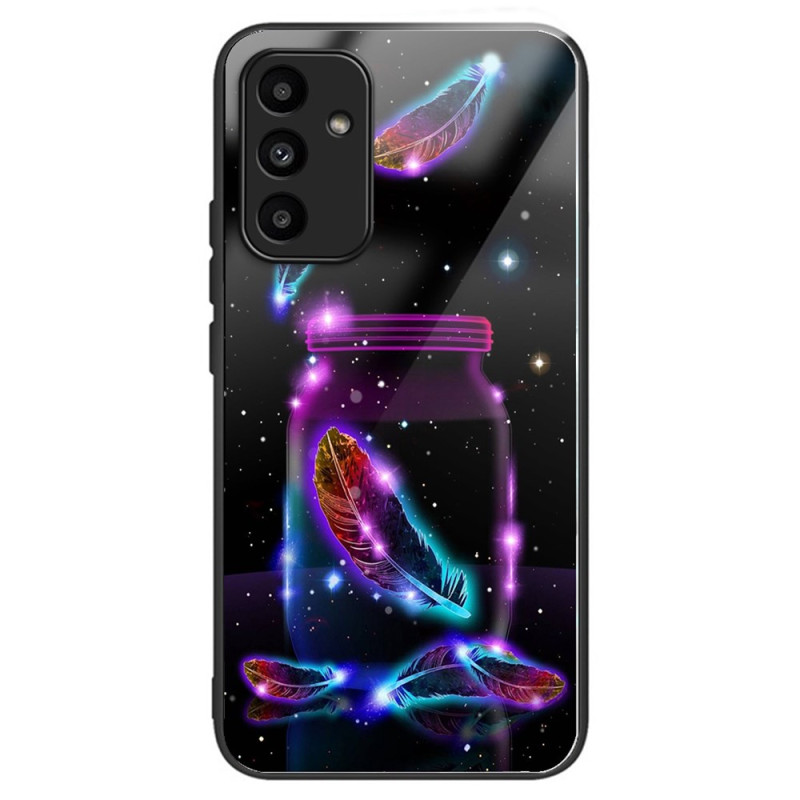 Samsung Galaxy A15 5G / A15 Fodral Fluorescerande Fjäder Härdat glas