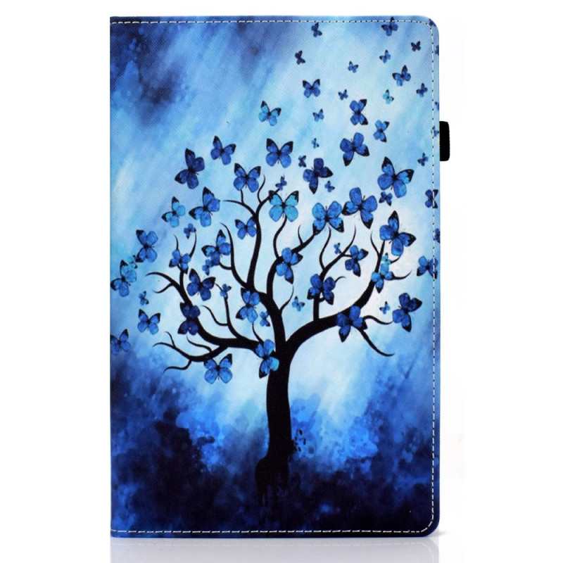 Samsung Galaxy Tab A9 Plus Fodral Blå Fjärilar och Träd