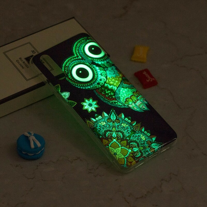 Huawei P20 Owl Cover Mandala Fluorescent