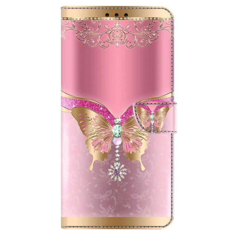 Honor Magic 6 Lite / X9b Butterflyfodral i rosa och guld