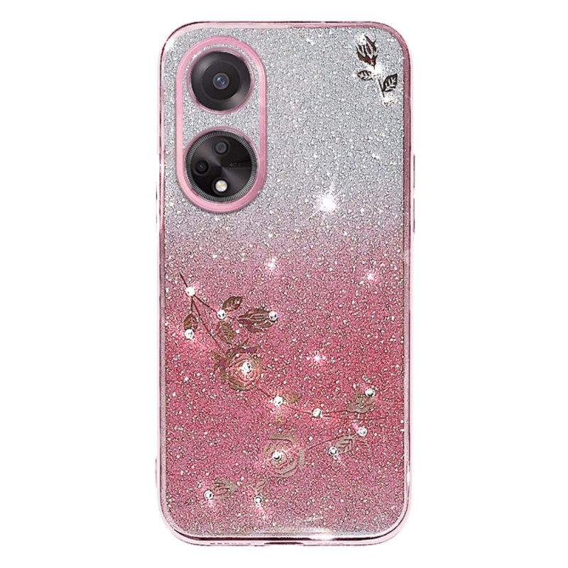 Oppo A98 5G Blommor och strass KADEM-fodral